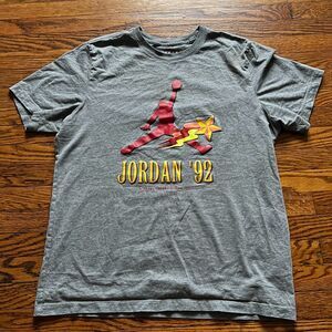 Air Jordan '92 Jumpman Logo Graphic T-Shirt Men's L Grey Cotton